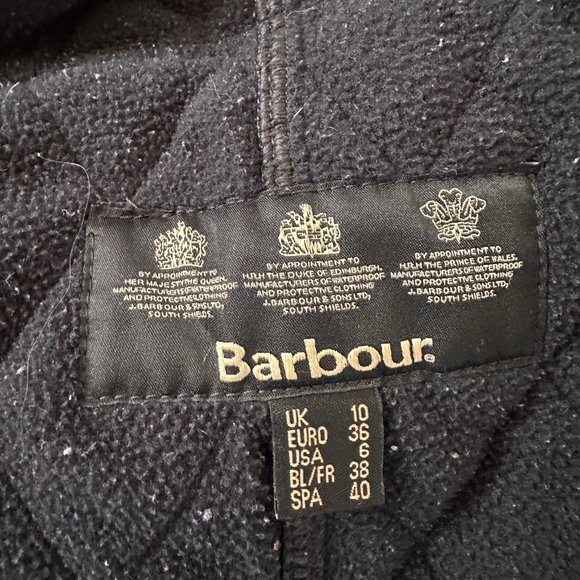 Barbour Black Quilted Parka - fleece lined, US size 6 - Vintage! Cool! - Picture 6 of 6